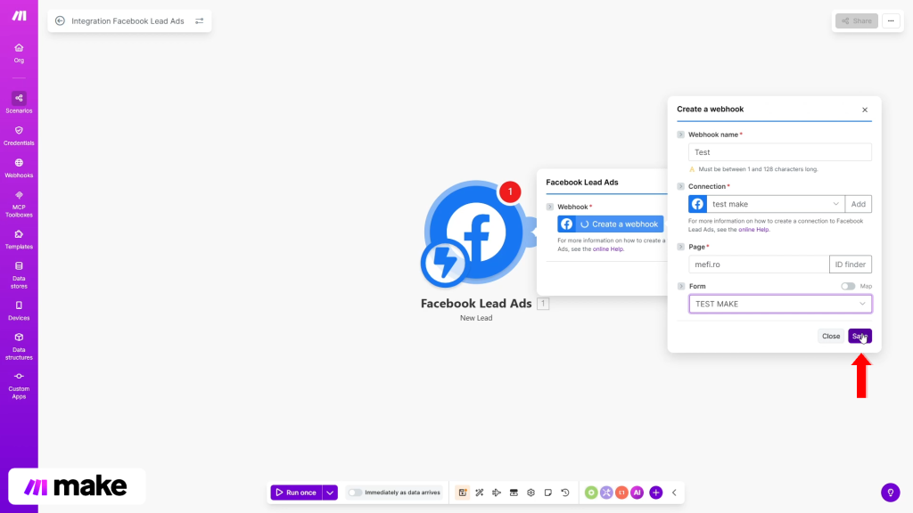 Integrare | Pasul 13 - configurați pagina și formularul facebook