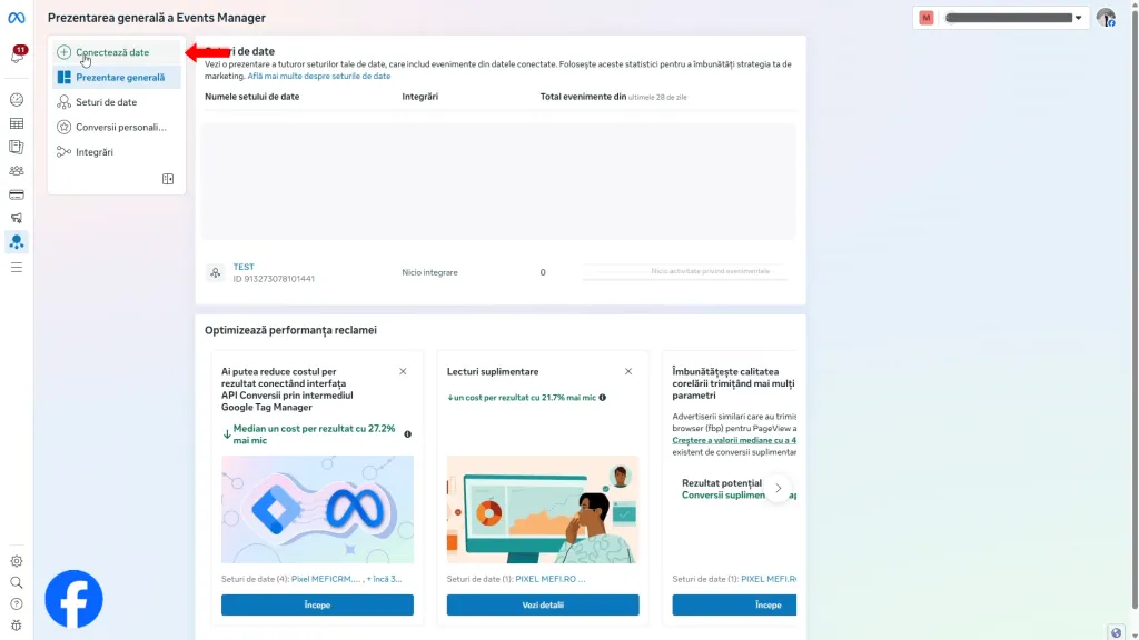 Integrare | Pasul 2 - conectați o nouă sursă de date