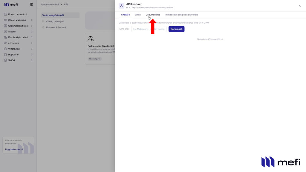 Integrare | Pasul 20 - accesați documentația api