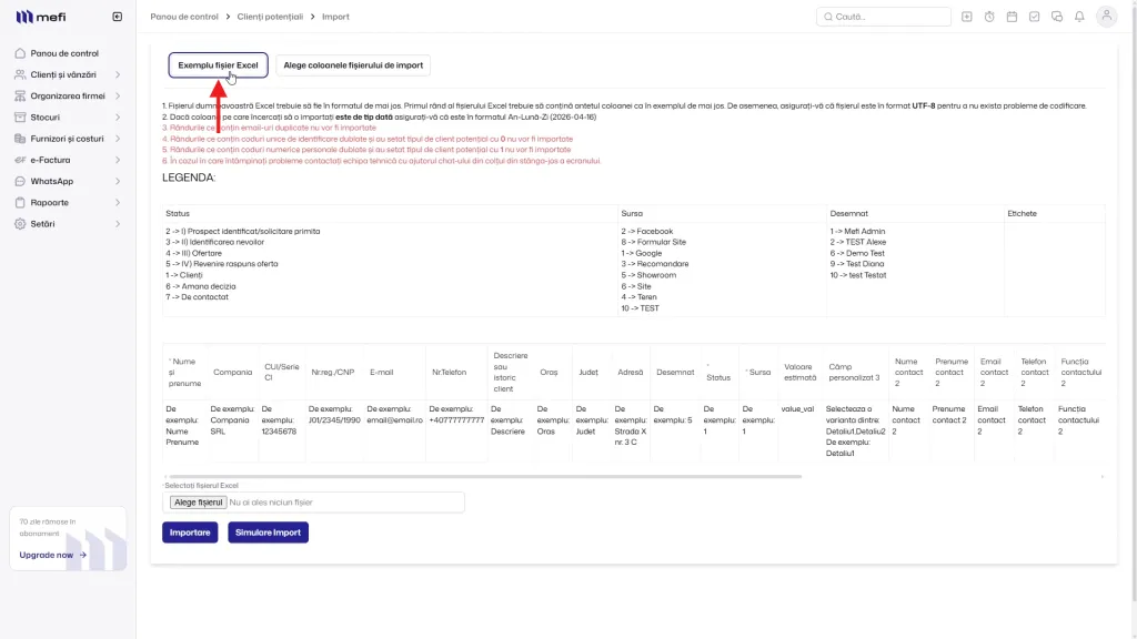 Pasul 11 - descarcă modelul de fișier excel