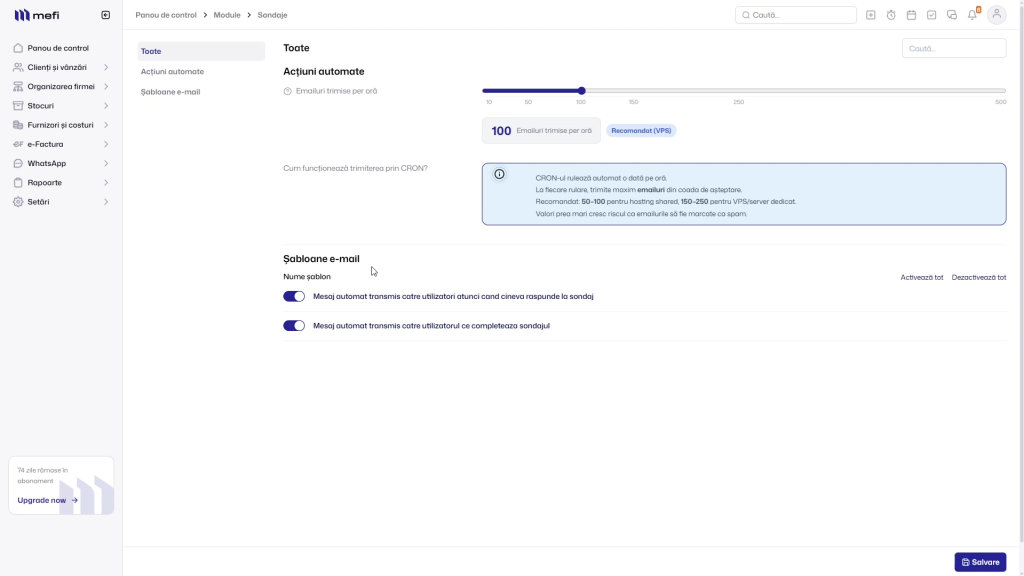 Urmărești răspunsurile | Pasul 12 - configurați acțiunile automate și șabloanele