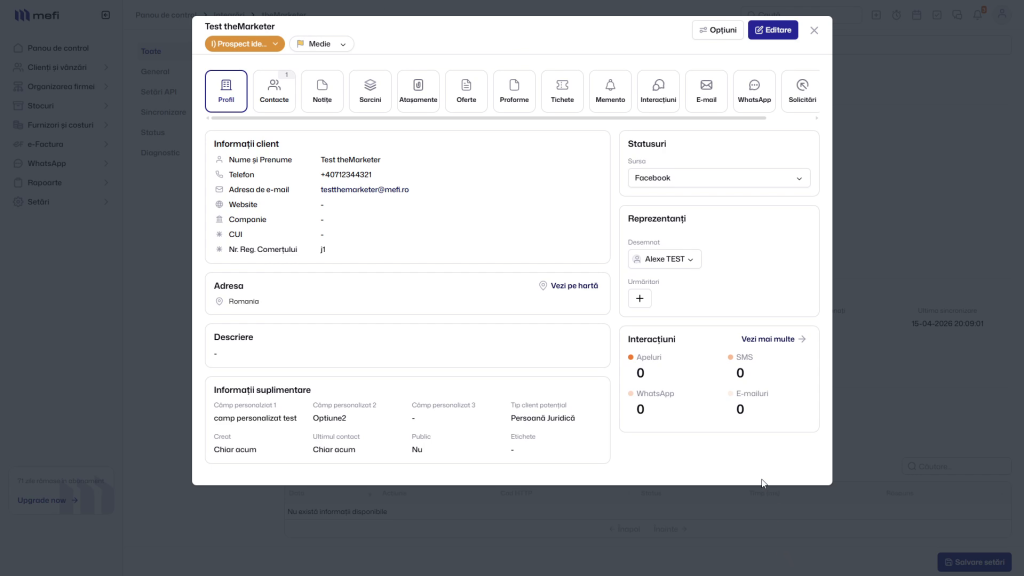 Mefi cu themarketer | Pasul 13 - creați un profil de client pentru testare