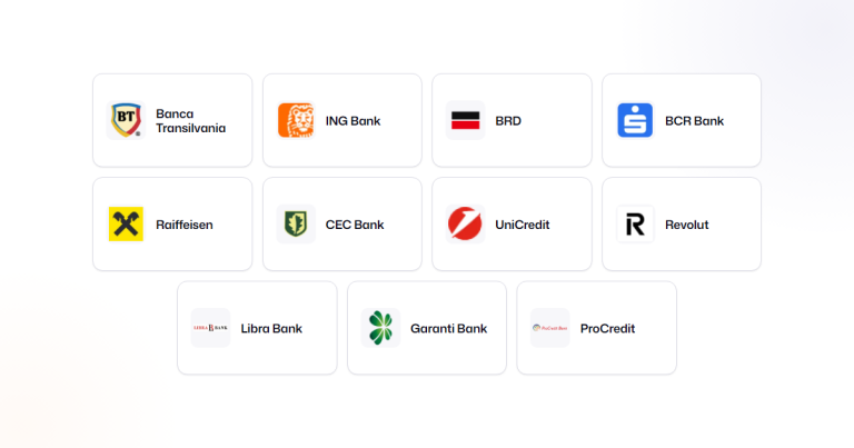 Cele 11 banci integrate in mefi: BT, ING, BRD, BCR, Raiffeisen, CEC, UniCredit, Revolut, Libra, Garanti, ProCredit