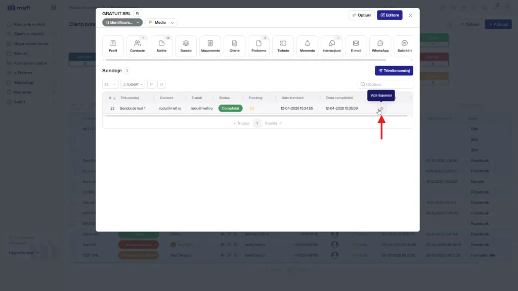 Sondaje | Pasul 10 - verificați statusul — client potențial