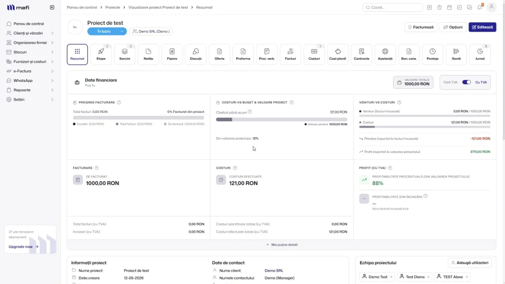 Pasul 10 - verifică datele financiare actualizate în rezumat