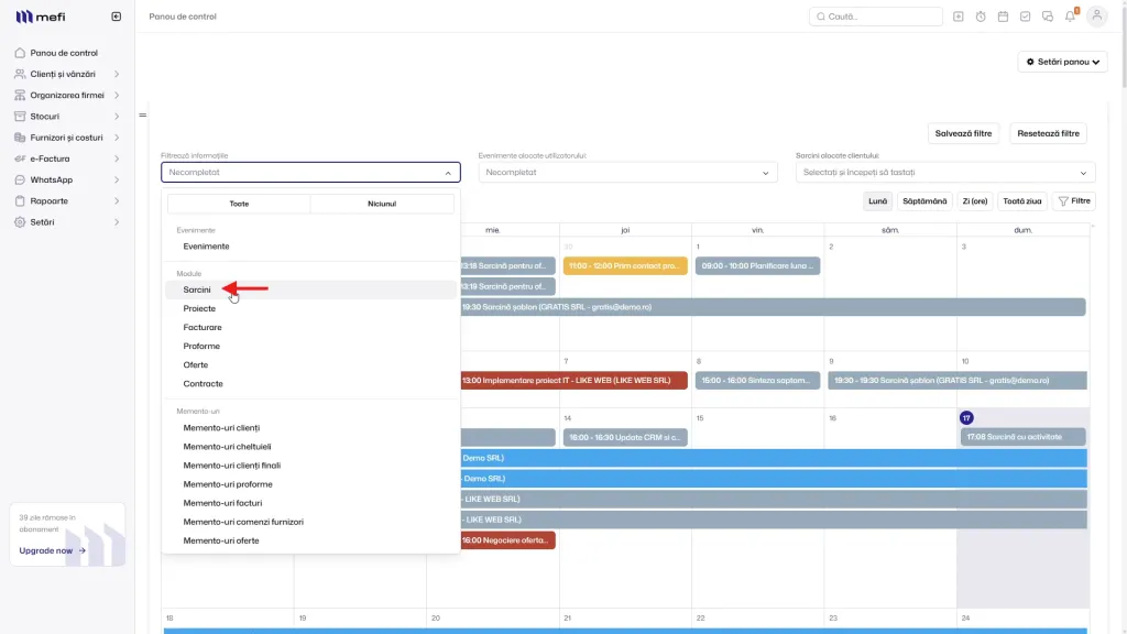 Pasul 15 - monitorizează câmpul personalizat din calendar