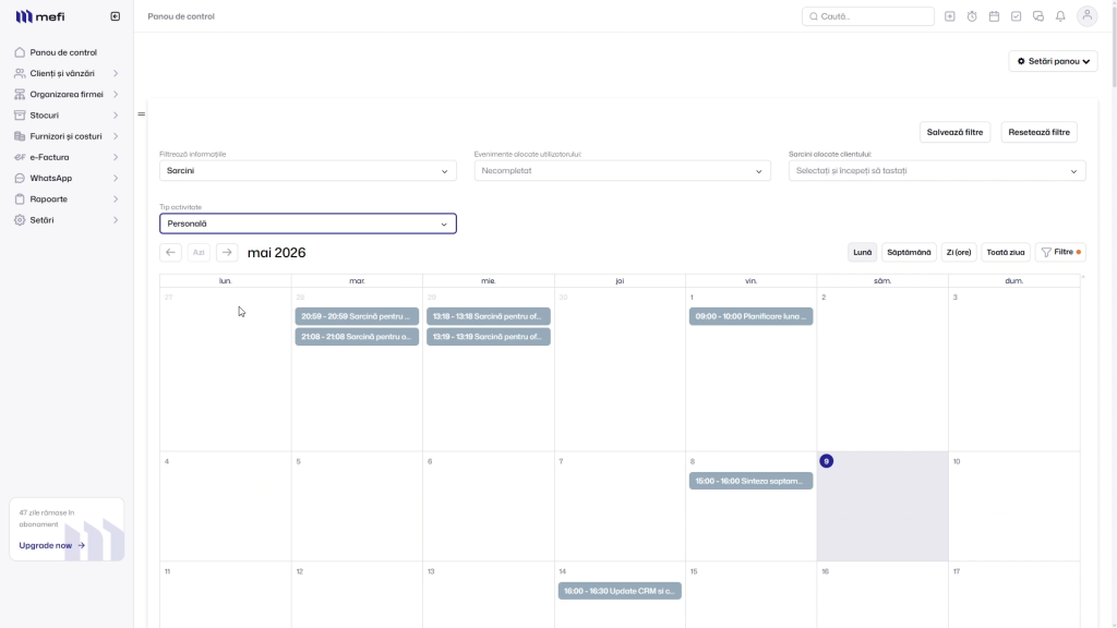 Monitorizez | Pasul 4 - verifică rezultatul filtrării în calendar