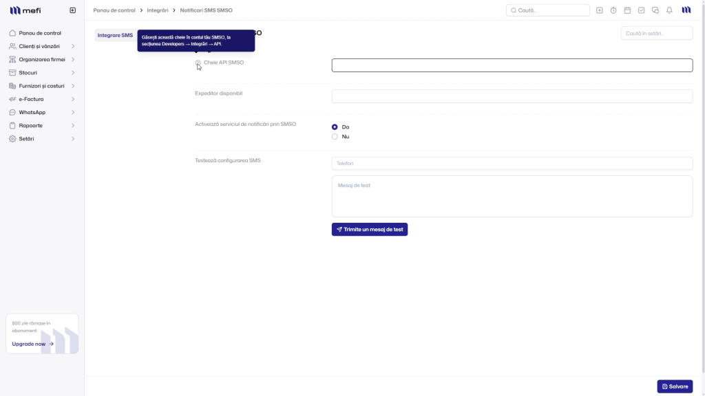Integrare smso | Pasul 4 - identifică câmpurile de completat