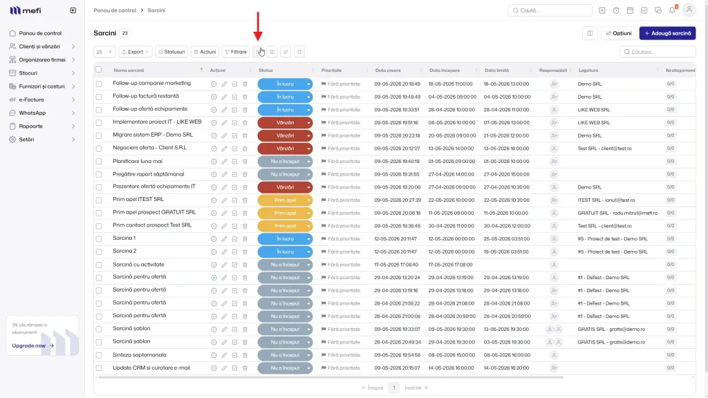 Pasul 7 - deschide configurarea coloanelor din tabel