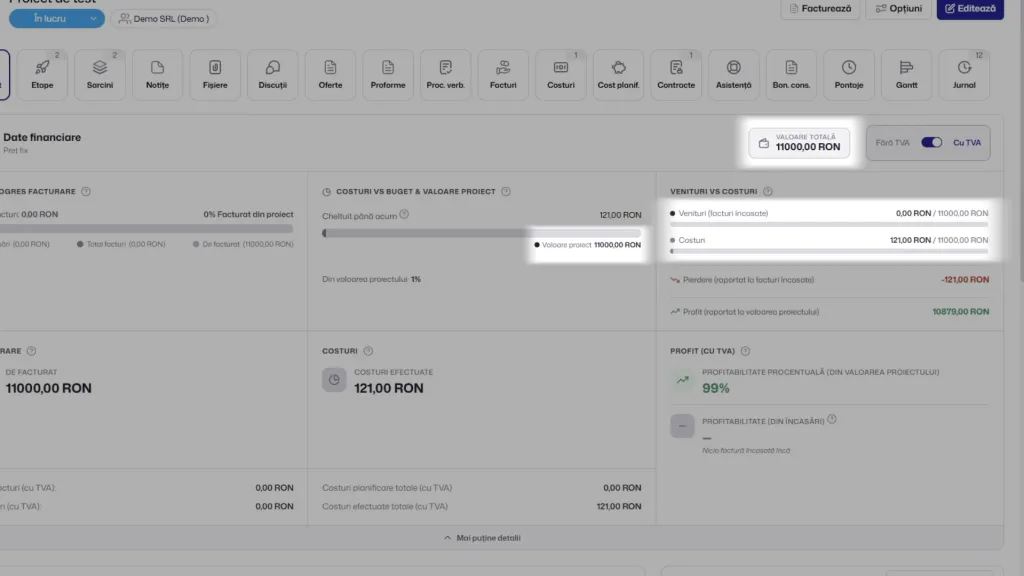 Pasul 9 - verifică valoarea actualizată a proiectului