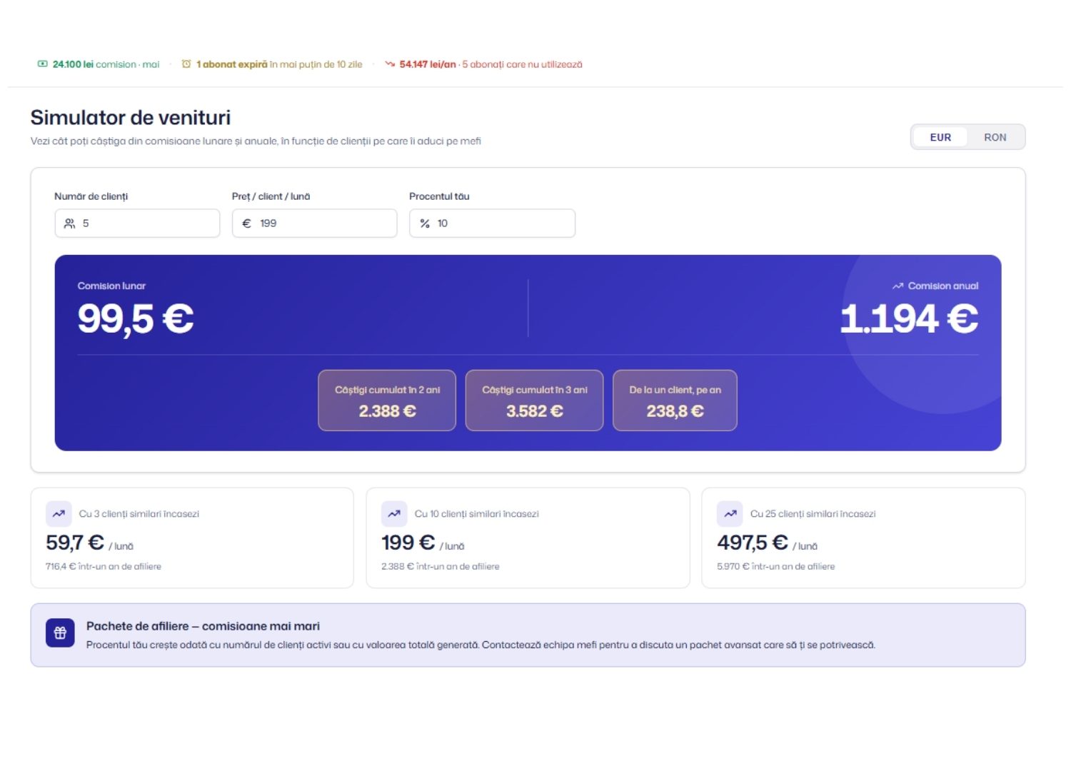 Captură platformă afiliați mefi